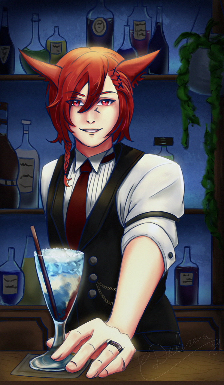 FFXIV G'raha Tia Bartender Fanart